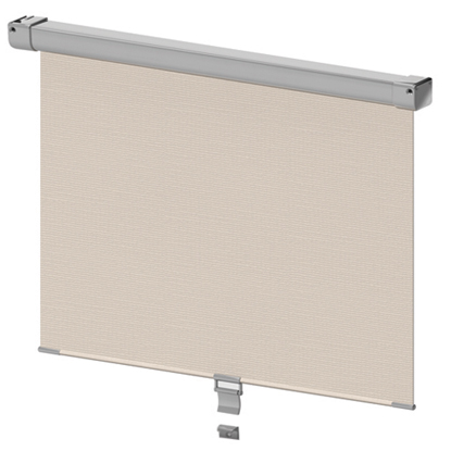  Single Compact Roller Shade - a closed manual constant tension shade in a plastic cassette with hold-down hooks.