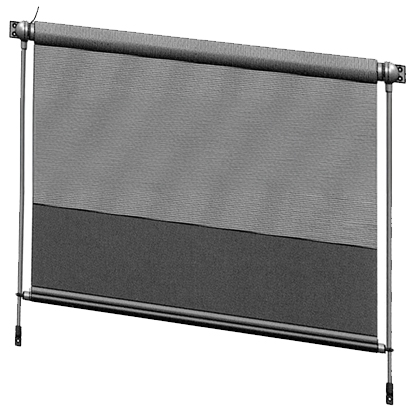 Open roll with sewn-in weight bar and hold-down hooks