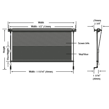 Open roll with sewn-in weight bar and hold-down hooks