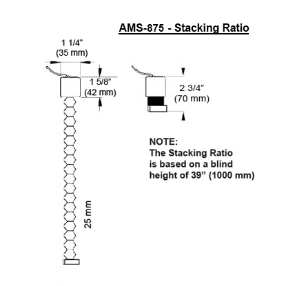 With  1¼” wide headrail and 1” wide cellular (honeycomb) fabric