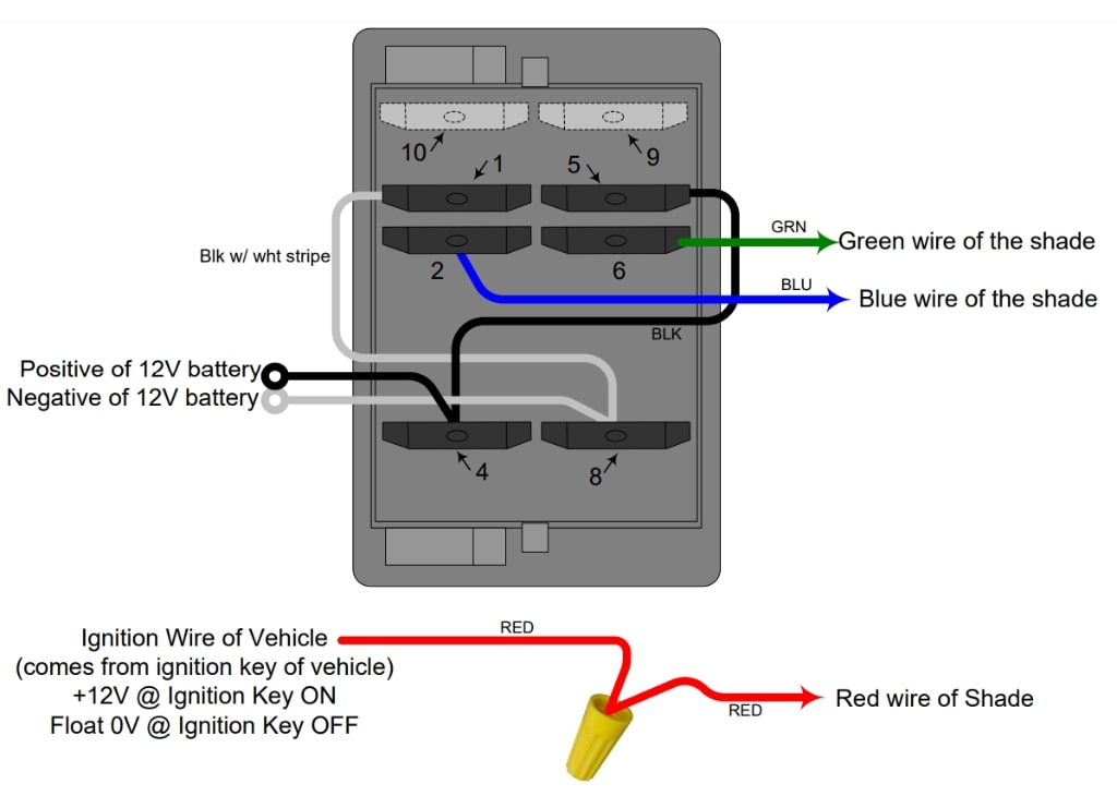 Diagrama de cableado del motor de bloqueo de encendido de 2ª generación 4270P (persiana simple)